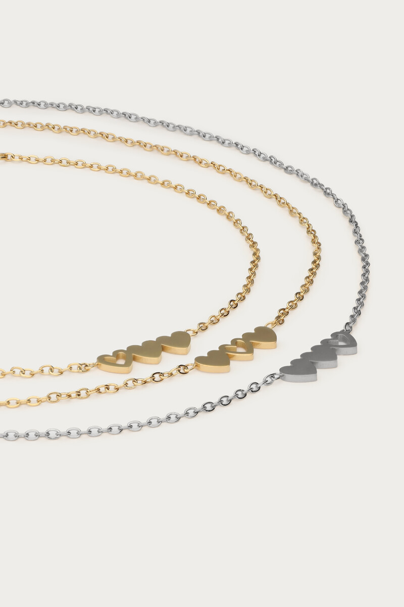 Bracelets set hearts two gold coloured and one silver coloured | My Jewellery