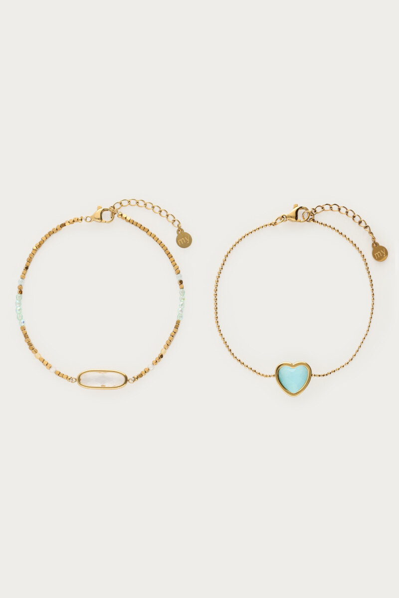 Armbanden set met blauw hartje