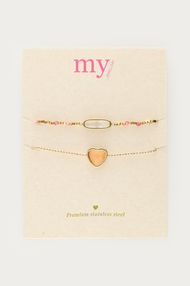 Bracelet set with peach heart | My Jewellery