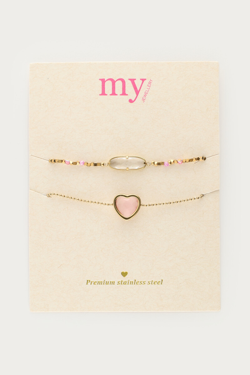 Bracelet set with pink heart | My Jewellery