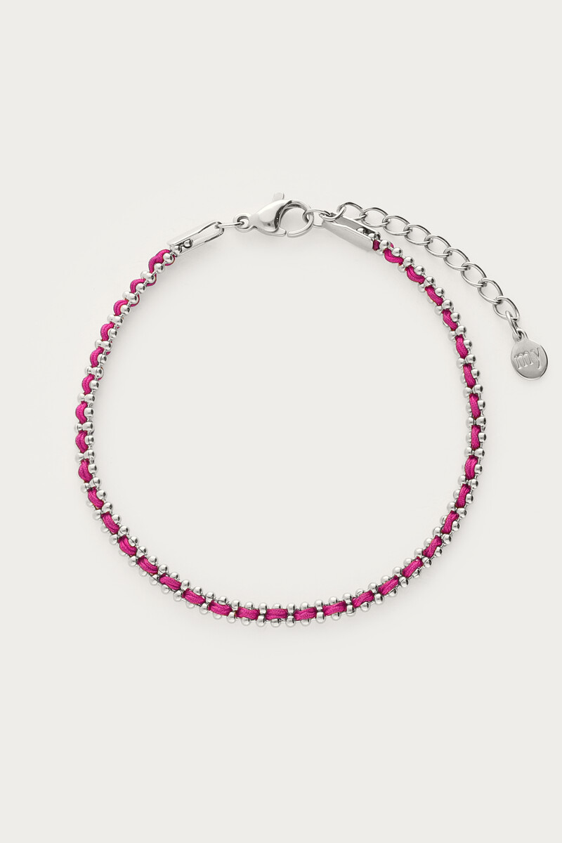 Bracelet with ballchain & pink cord | My Jewellery