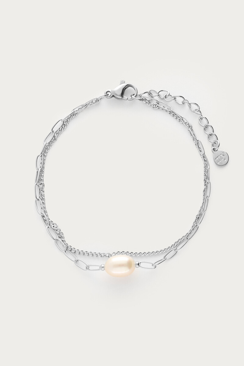Armband met schakels & zoetwaterparel
