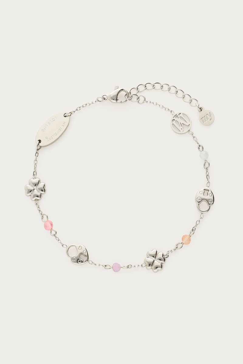 Armband met klaver & slotje
