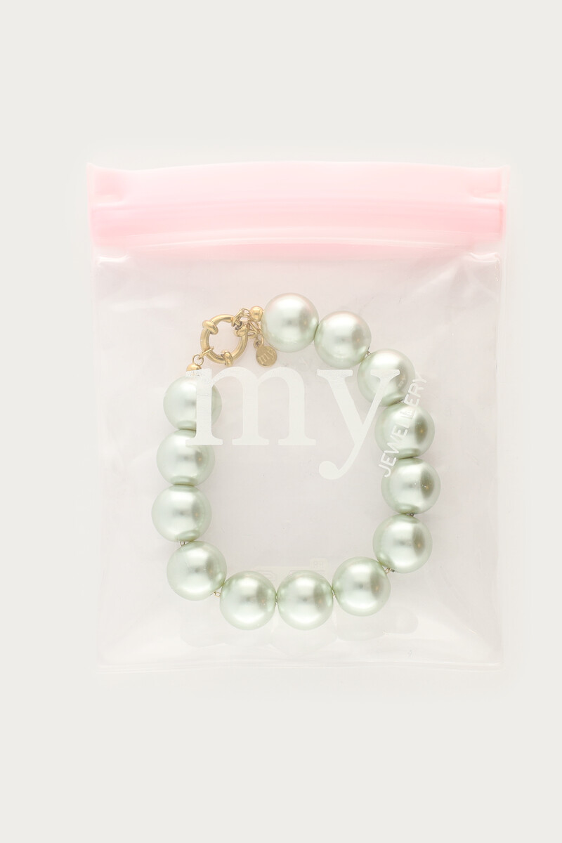 Bracelet with light green glass pearls | My Jewellery