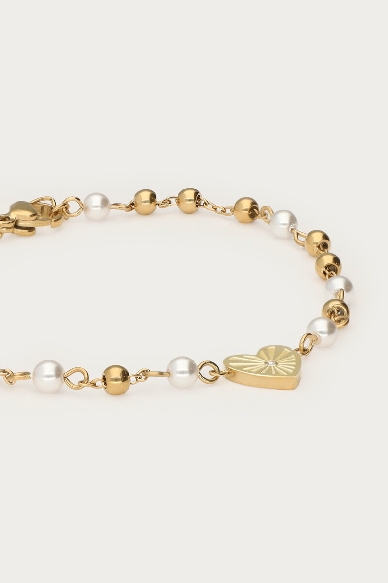 Bracelet with heart and faux pearls | My Jewellery