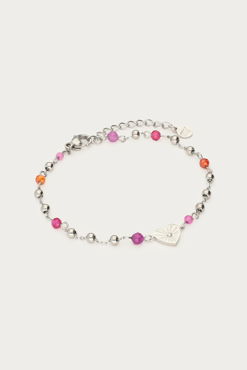 Bracelet with heart pendant & purple beads | My Jewellery