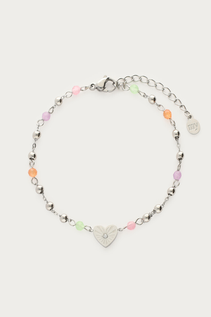Bracelet with heart & coloured beads | My Jewellery