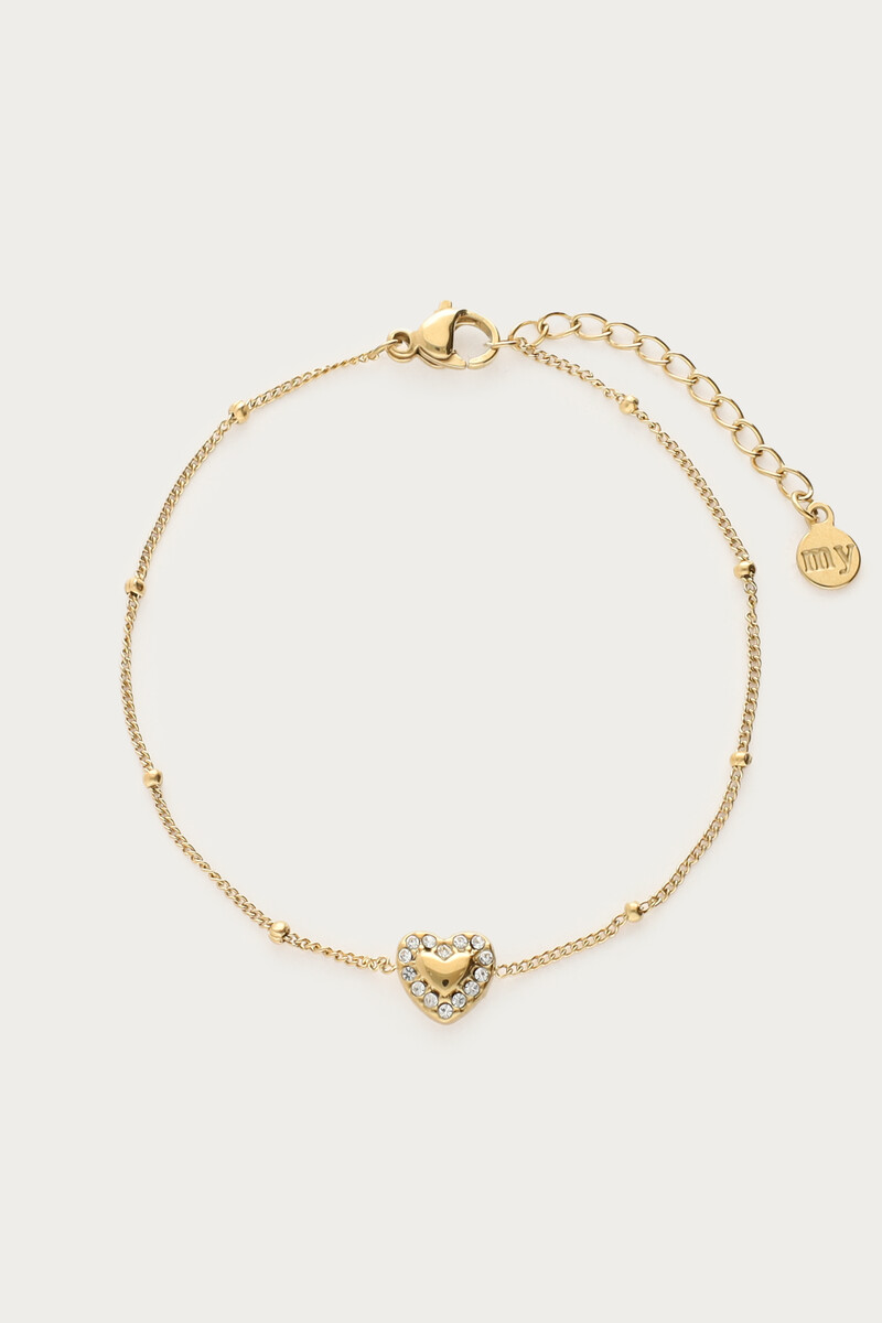 Armband met hart & stras steen details
