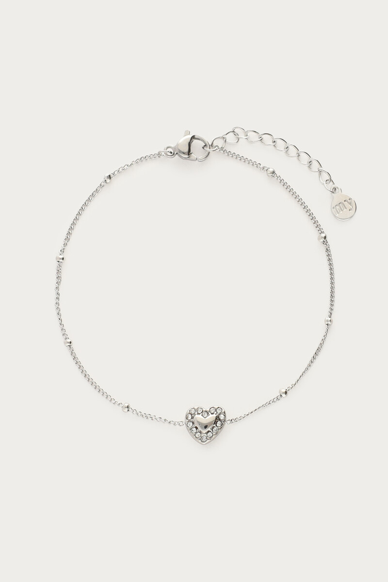Bracelet with heart & rhinestone details