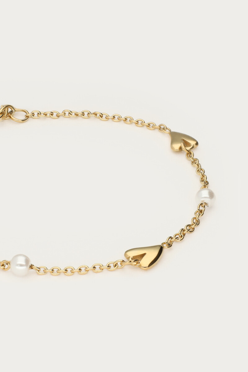 Bracelet with hearts and faux pearls | My Jewellery