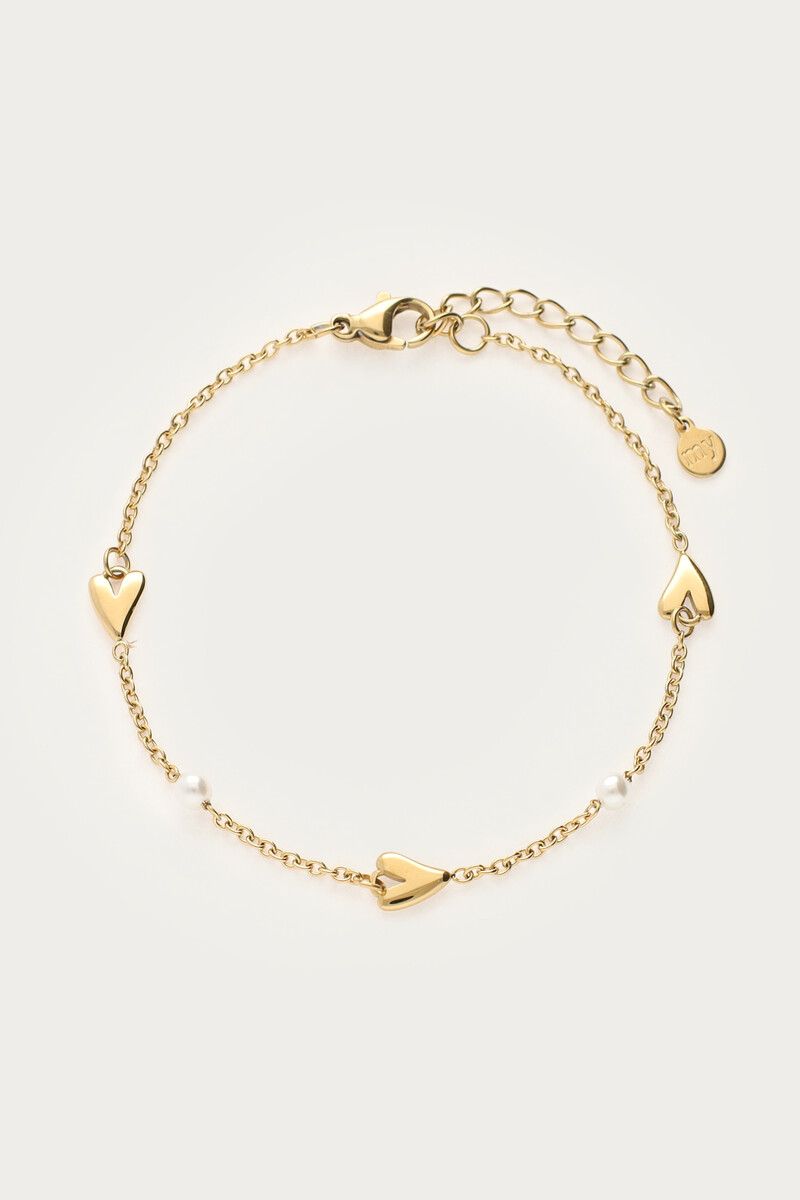 Bracelet with hearts and faux pearls | My Jewellery