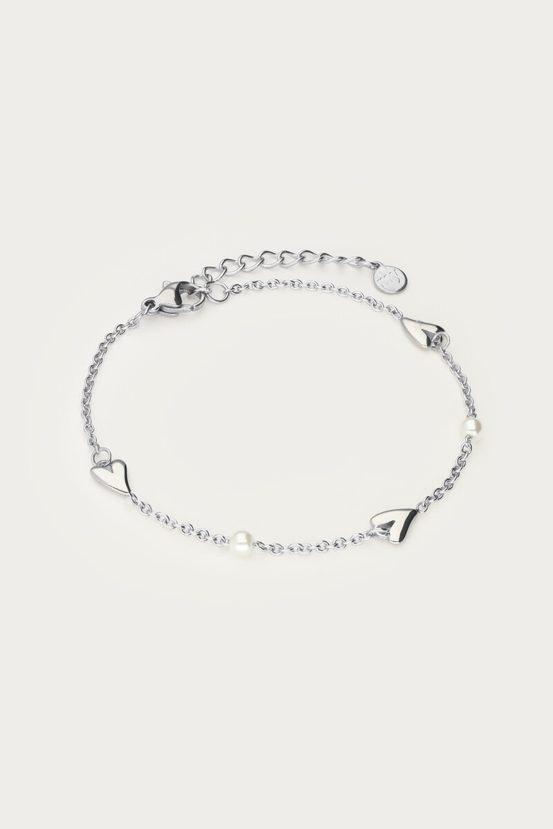 Bracelet with hearts and faux pearls | My Jewellery