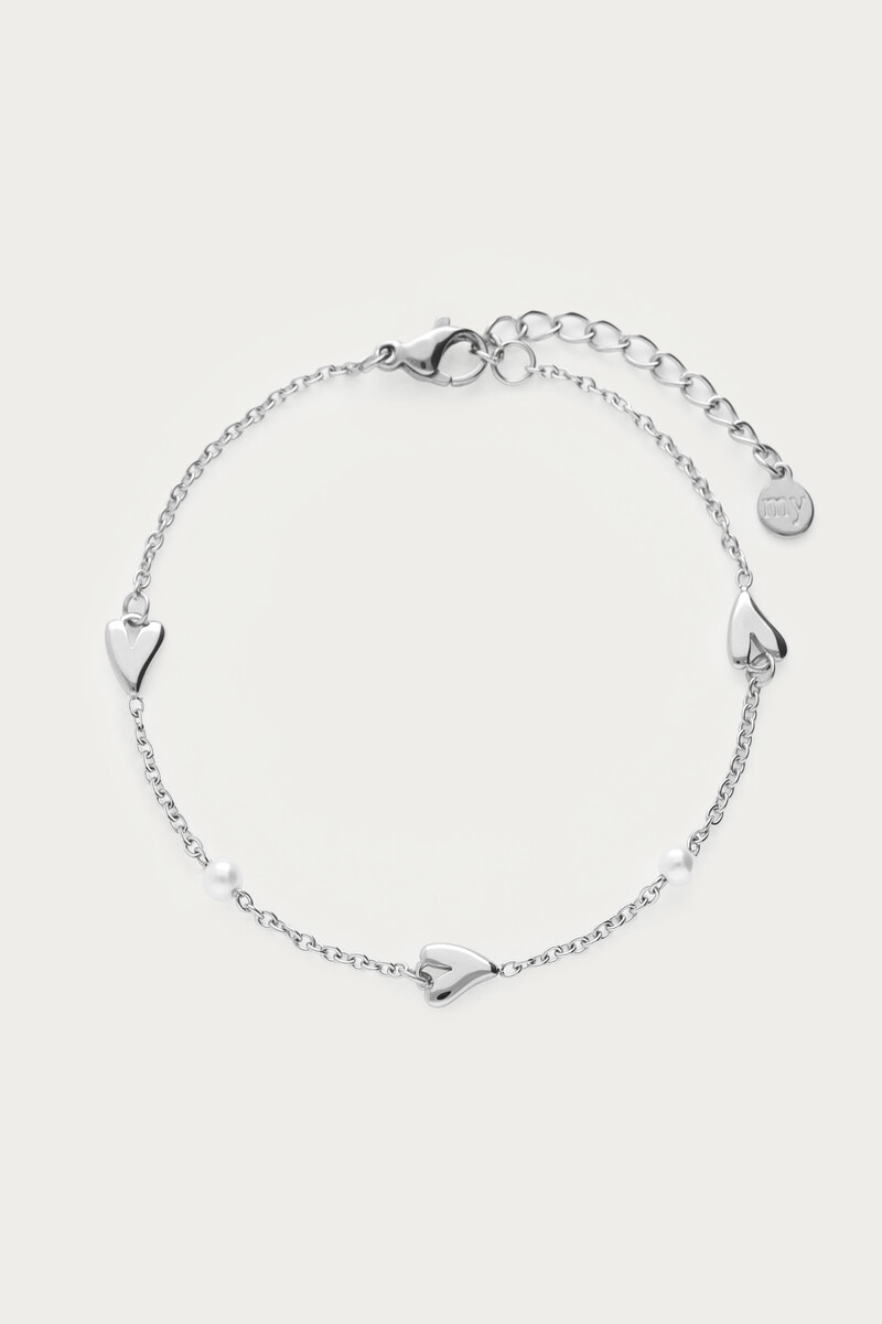 Bracelet with hearts and faux pearls | My Jewellery