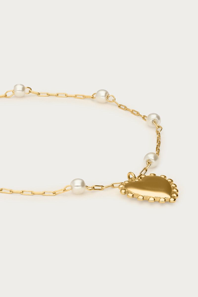 Bracelet with heart charm & faux pearls | My Jewellery