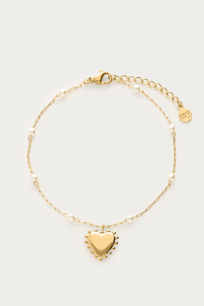 Bracelet with heart charm & faux pearls | My Jewellery