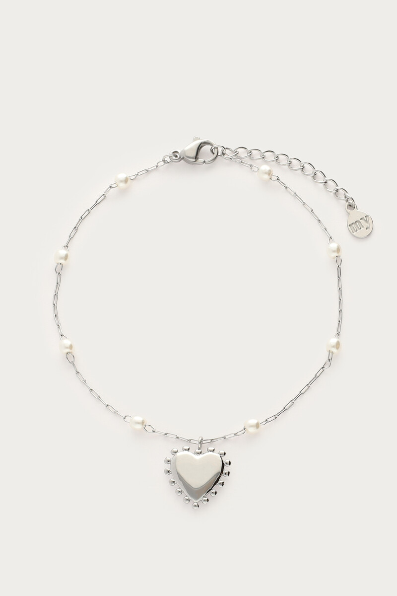 Bracelet with heart charm & faux pearls | My Jewellery