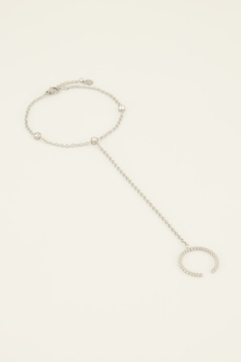 Armband mit drei Strasssteinen und Ring