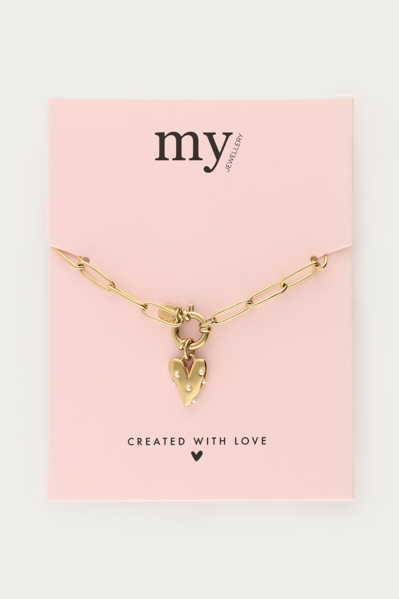 Bracelet with large heart and faux pearls | My Jewellery