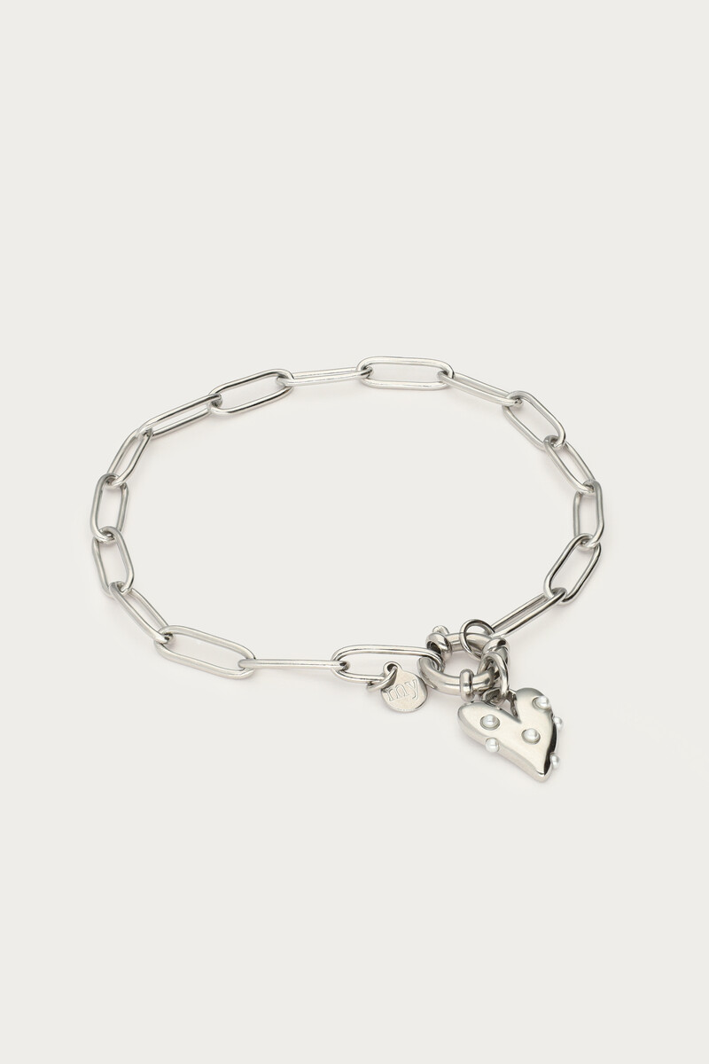 Bracelet with large heart and faux pearls | My Jewellery