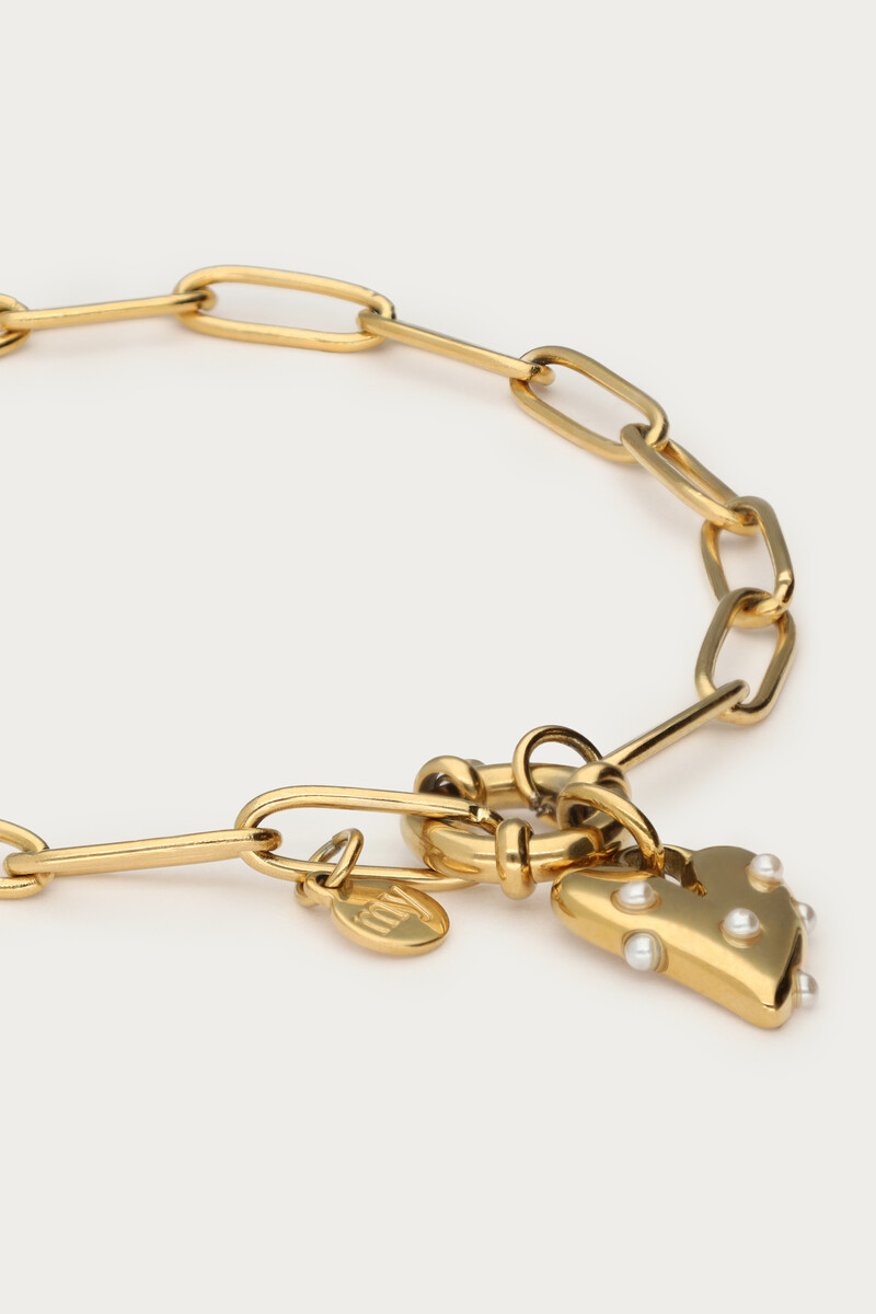 Bracelet with large heart and faux pearls | My Jewellery