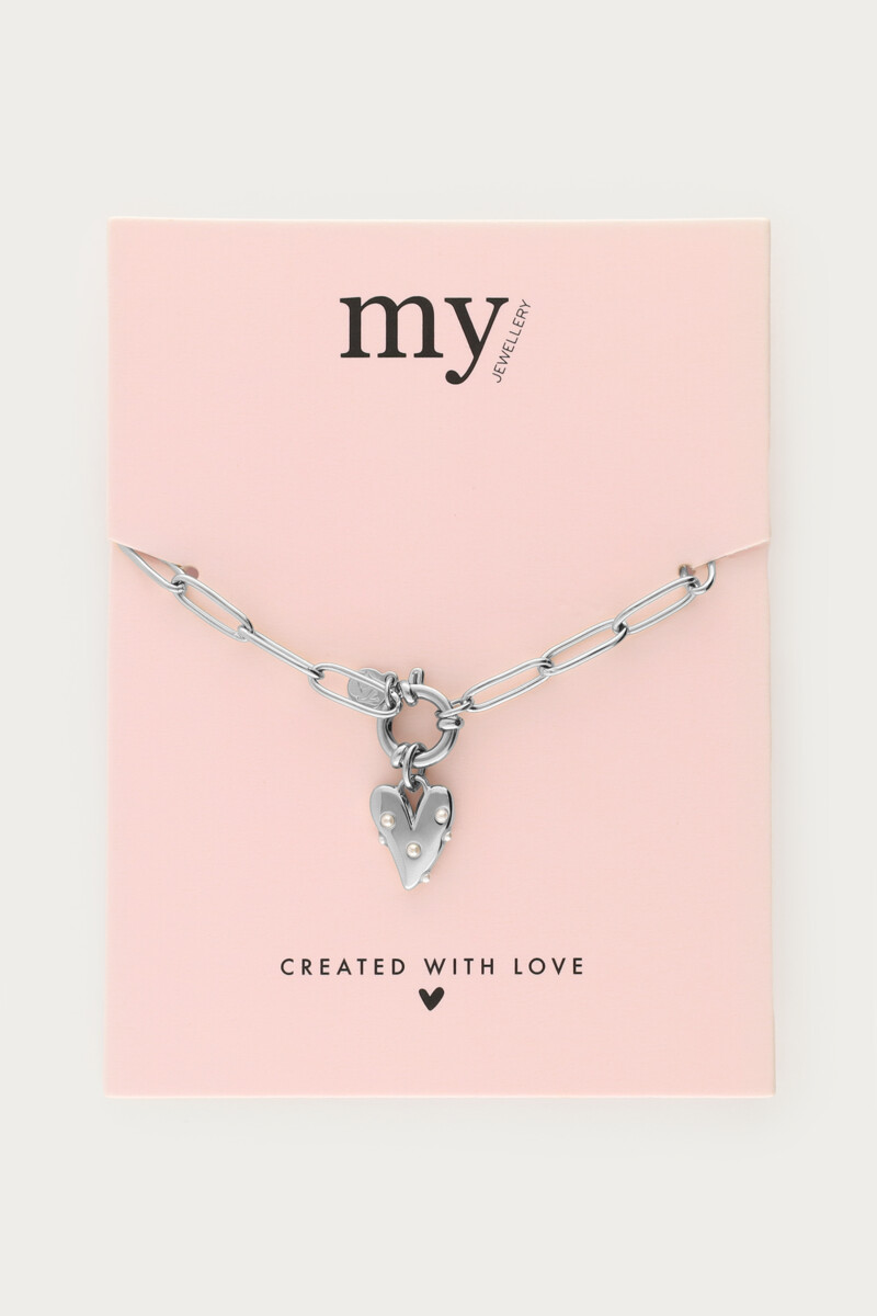 Bracelet with large heart and faux pearls | My Jewellery
