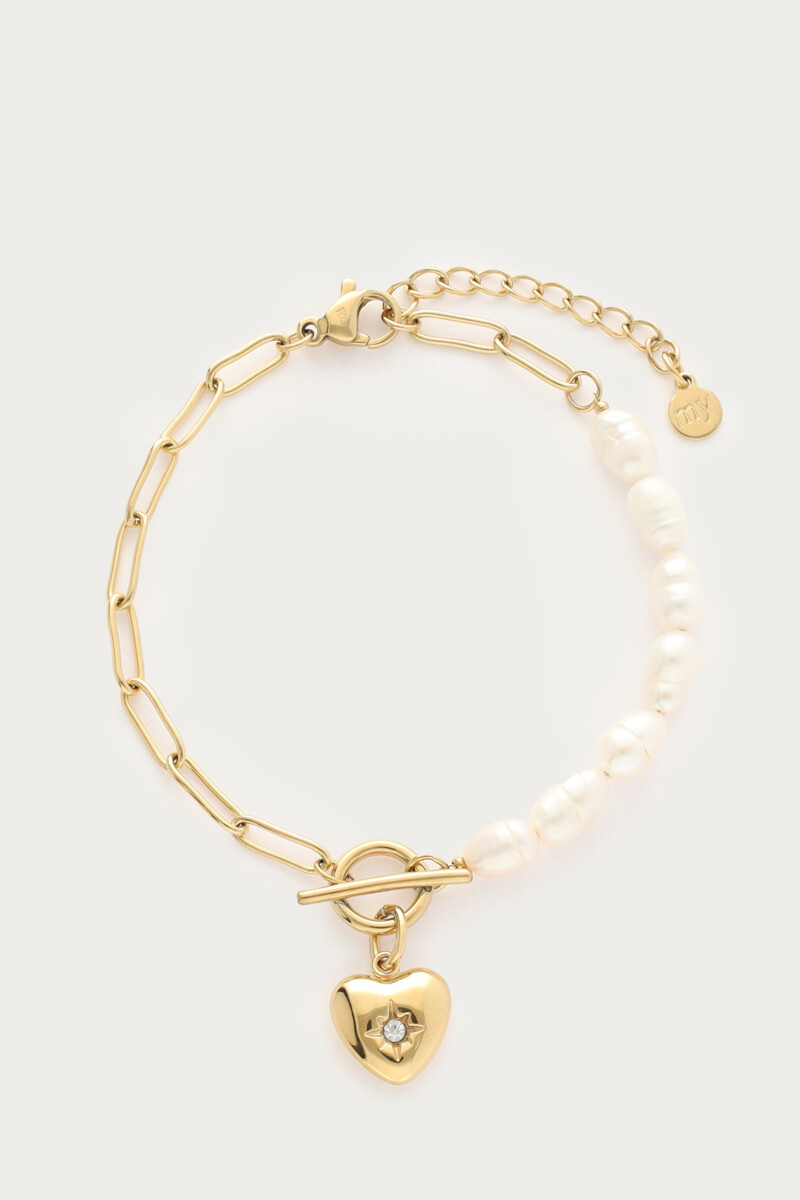 Armband met schakels & zoetwaterparel