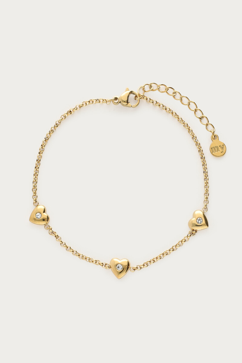 Armband met mini hartjes & strass detail