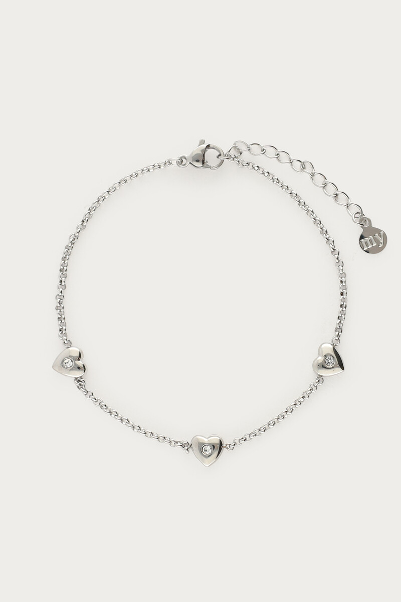Bracelet with mini hearts & rhinestone detail