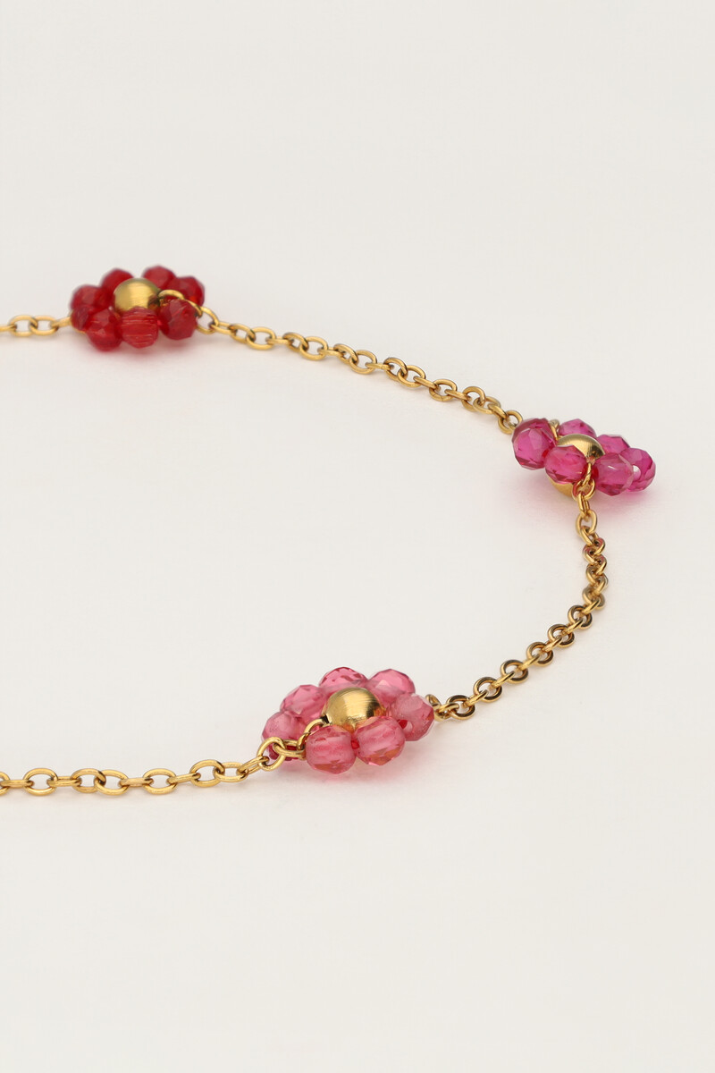 bracelet with pink and purple flowers