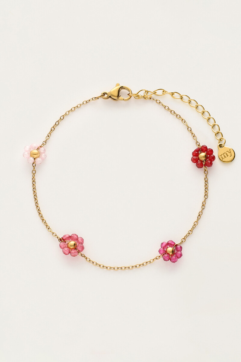 bracelet with pink and purple flowers