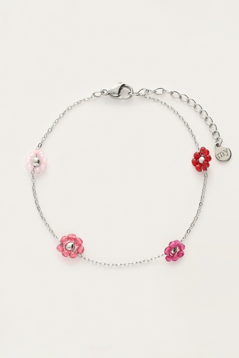 bracelet with pink and purple flowers