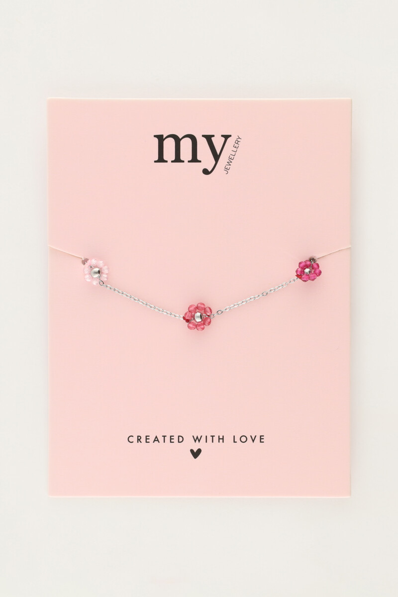 bracelet with pink and purple flowers