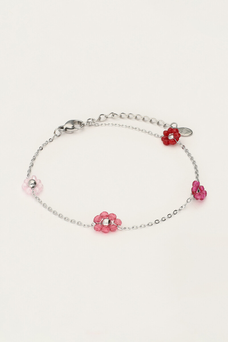 bracelet with pink and purple flowers
