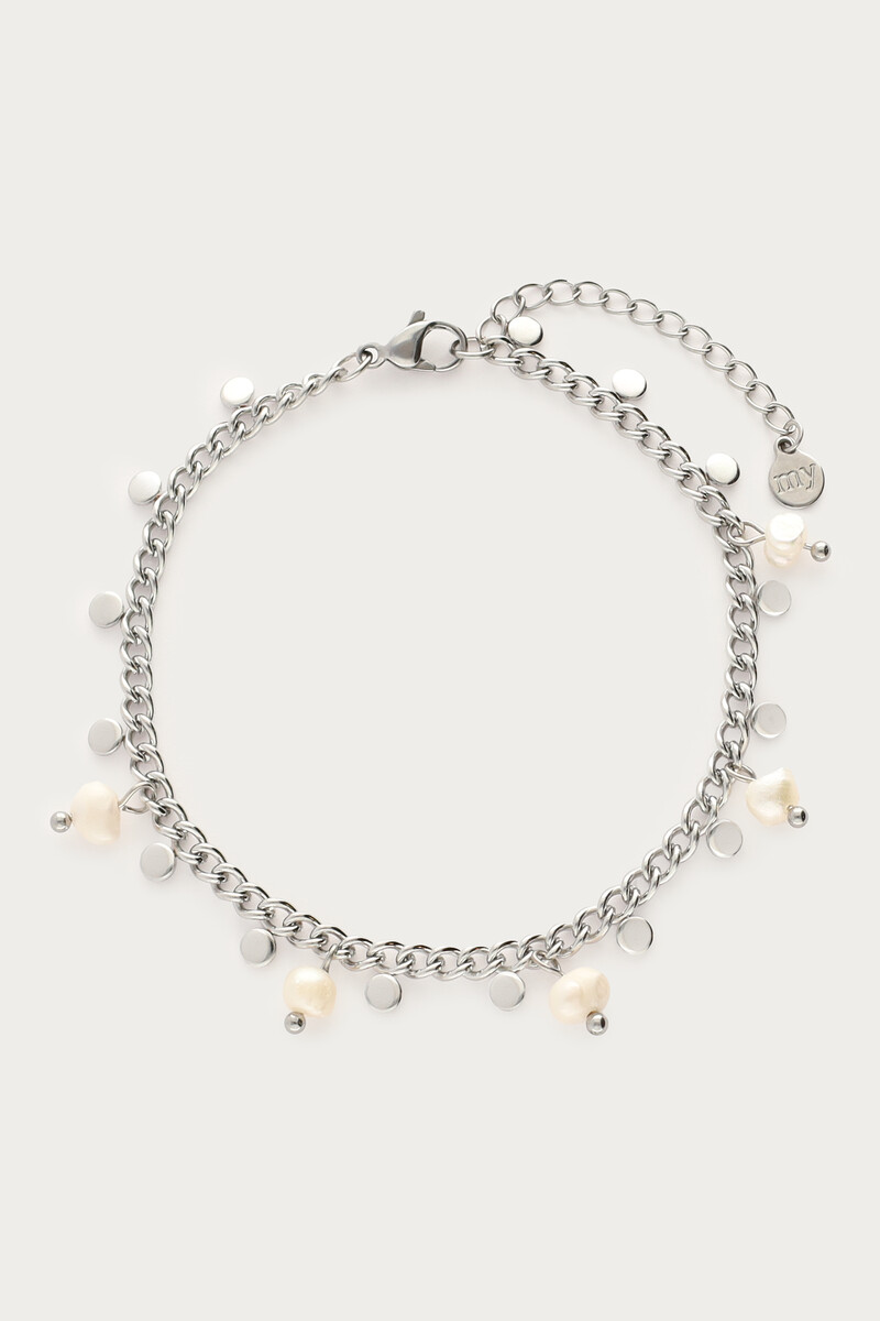 Armband met kleine munten en zoetwaterparels 