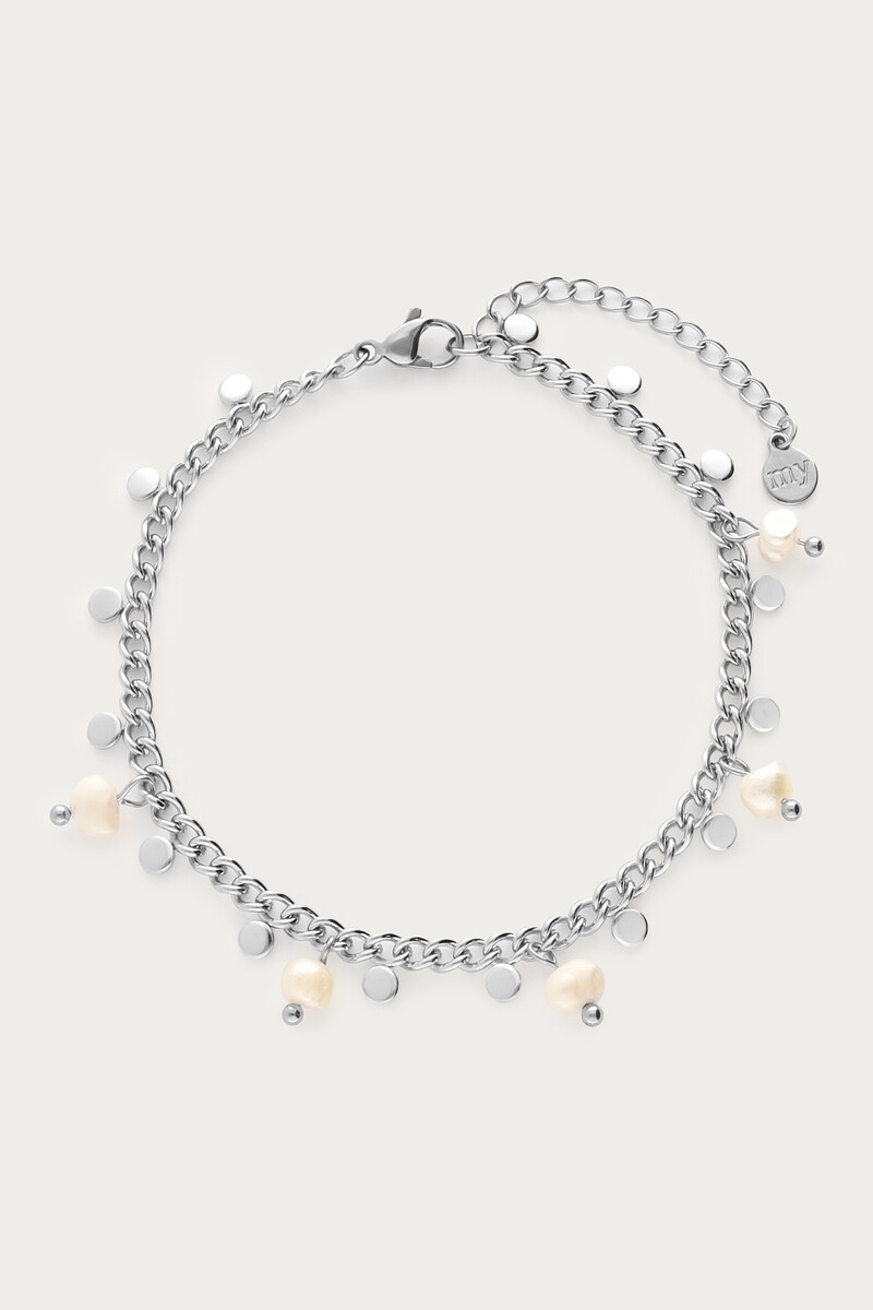 Armband met kleine munten en zoetwaterparels 