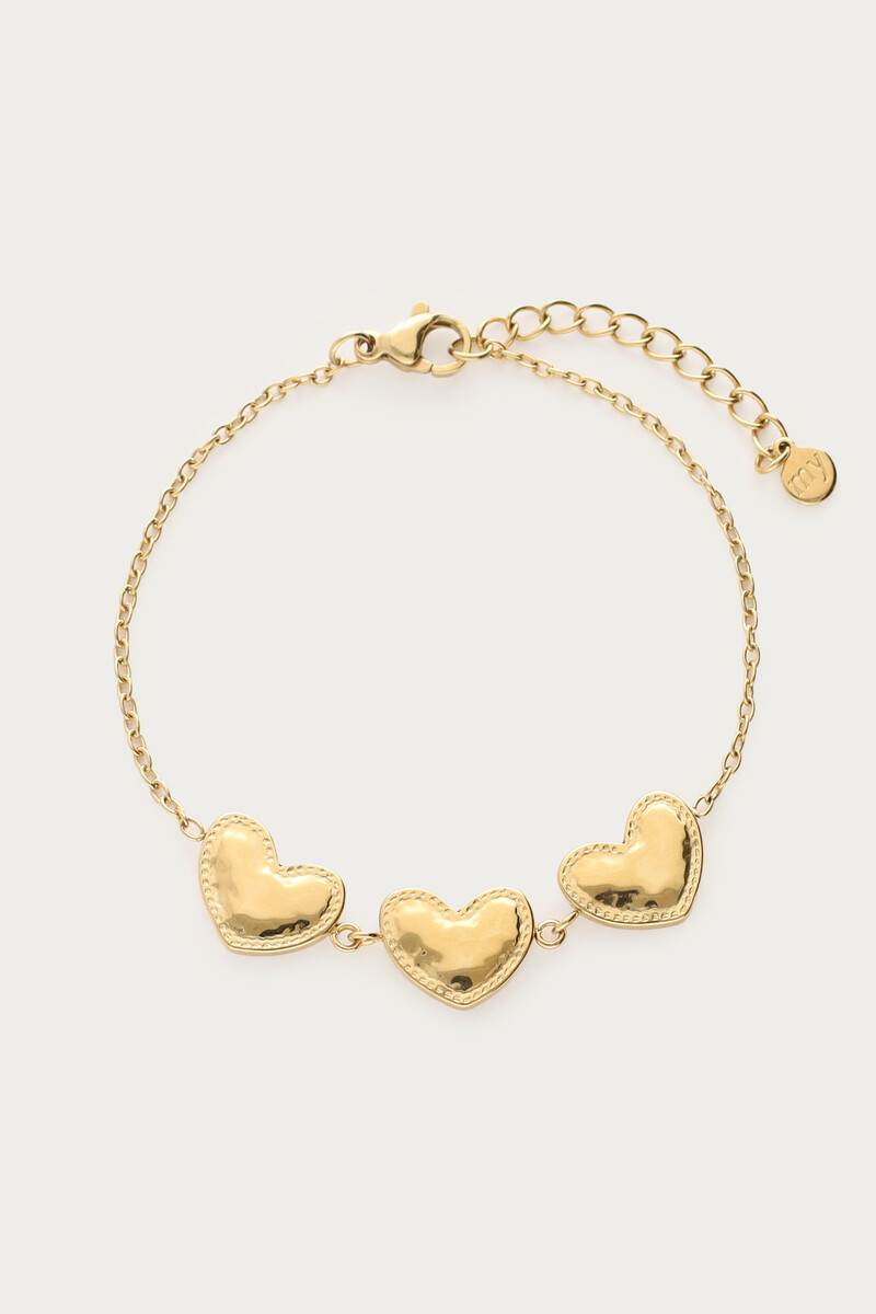 Bracelet with three hearts "hammered" | My Jewellery