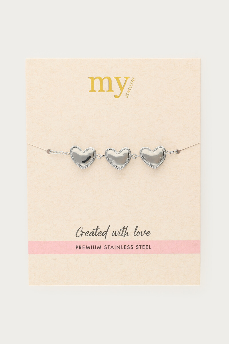 Bracelet with three hearts "hammered" | My Jewellery