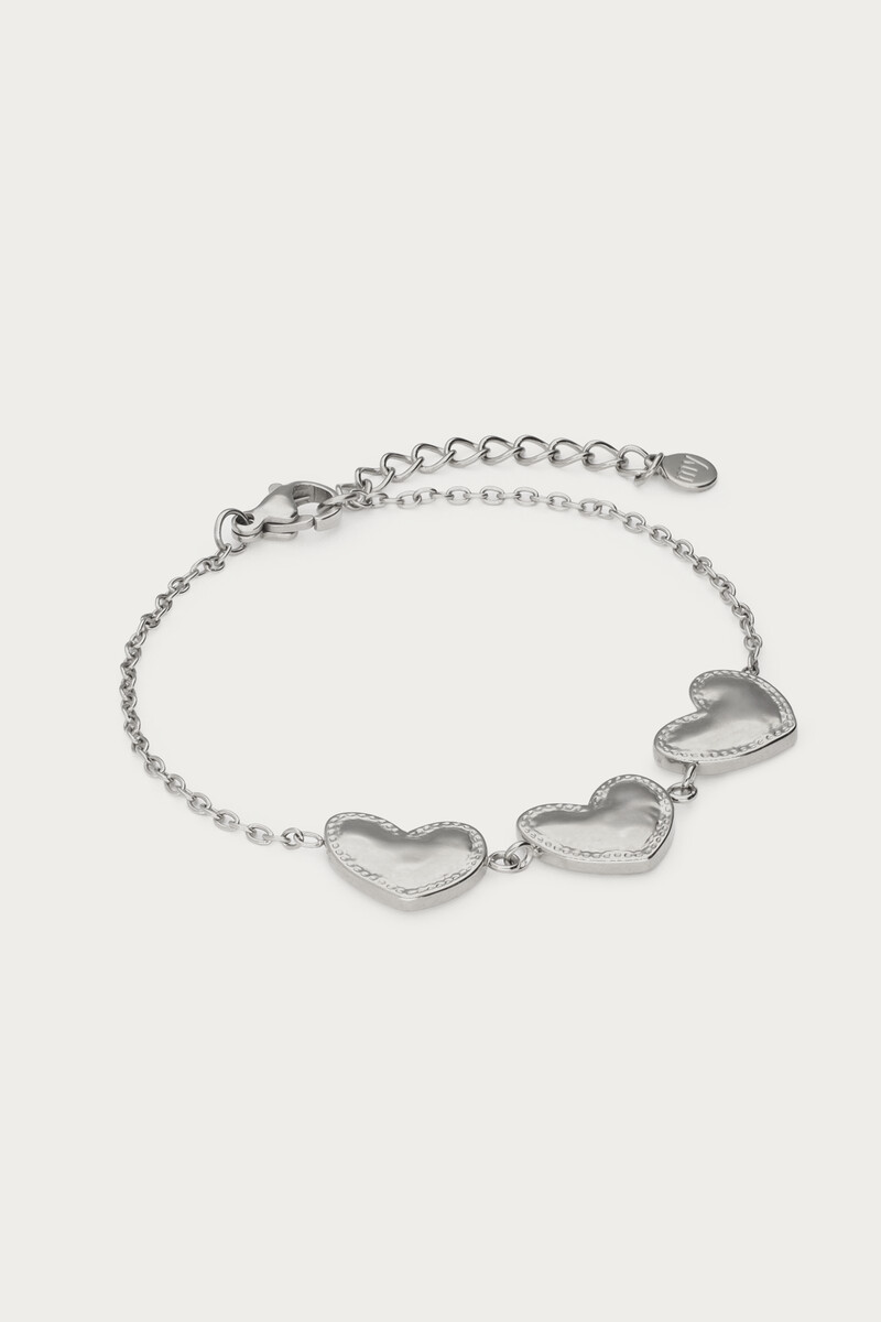 Bracelet with three hearts "hammered" | My Jewellery