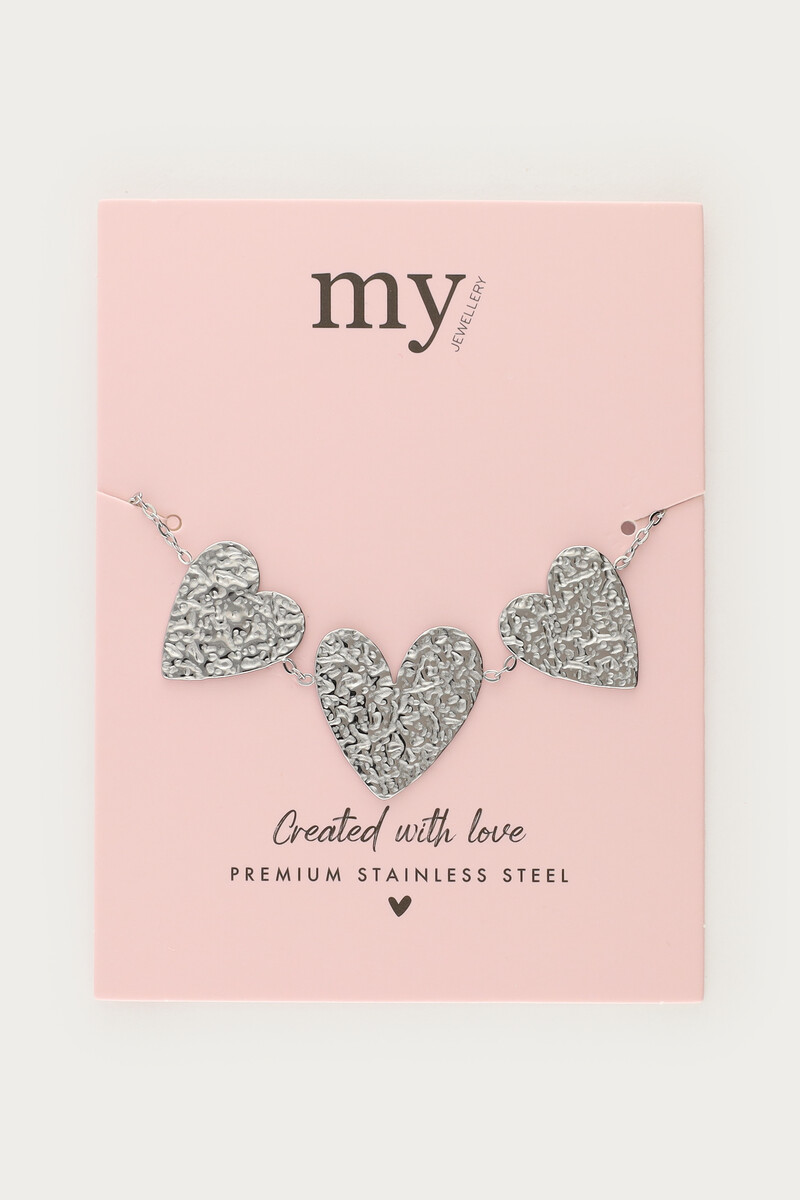 Bracelet with three hearts "hammered" | My Jewellery
