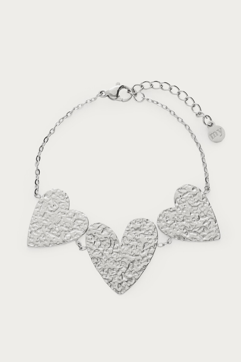 Bracelet with three hearts "hammered" | My Jewellery