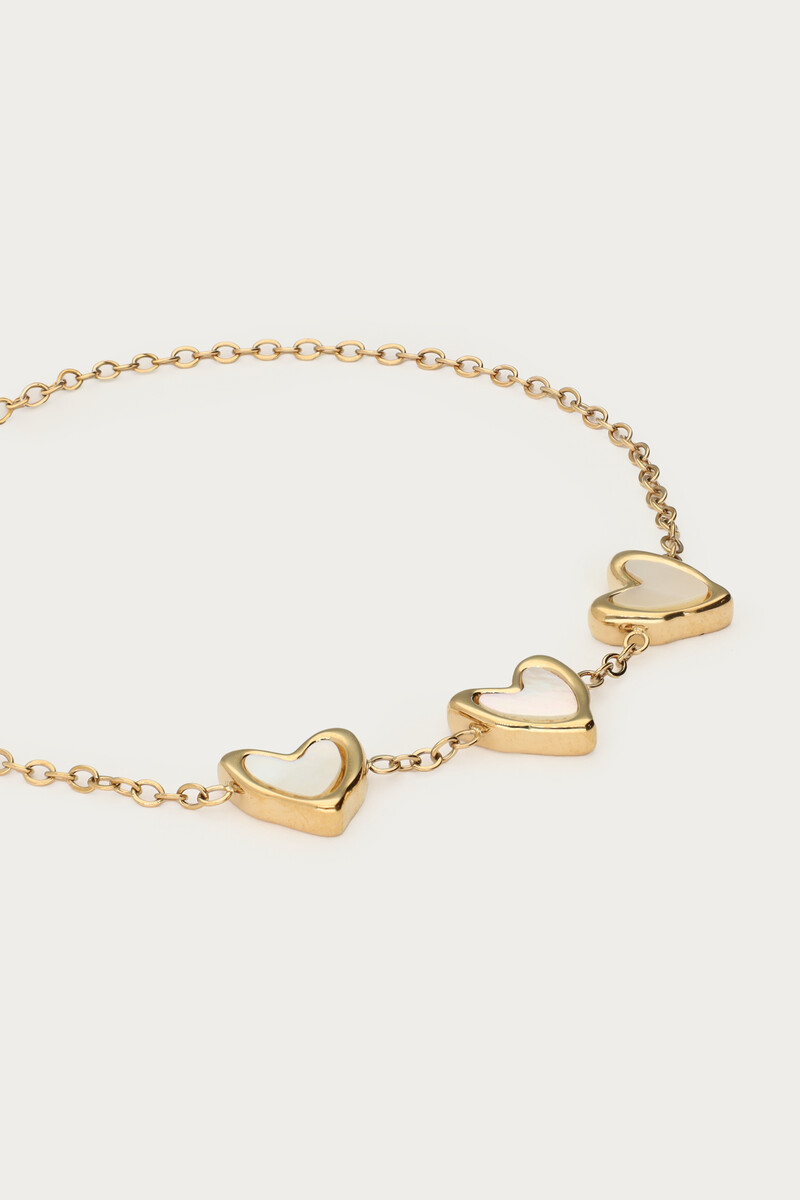 Bracelet with three mother of pearl hearts | My Jewellery
