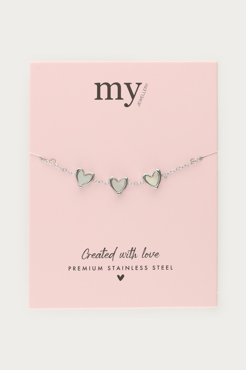 Bracelet with three mother of pearl hearts | My Jewellery
