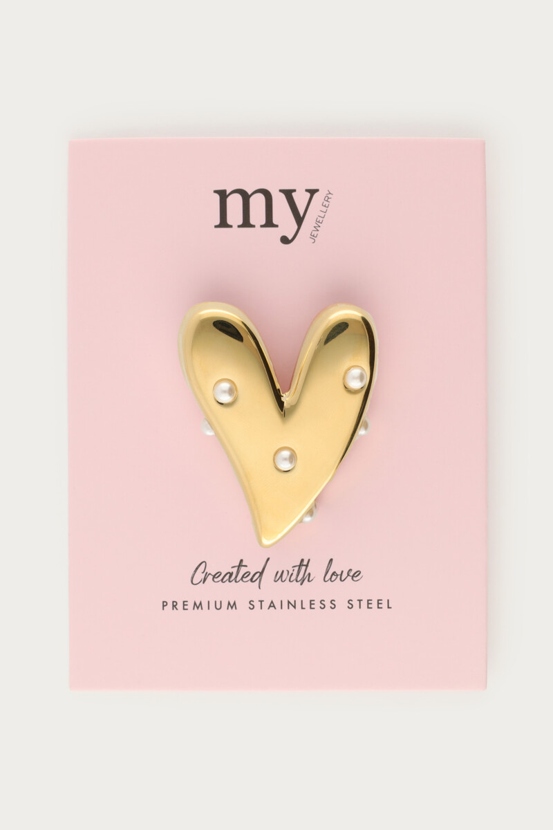 Brooch heart with faux pearls | My Jewellery