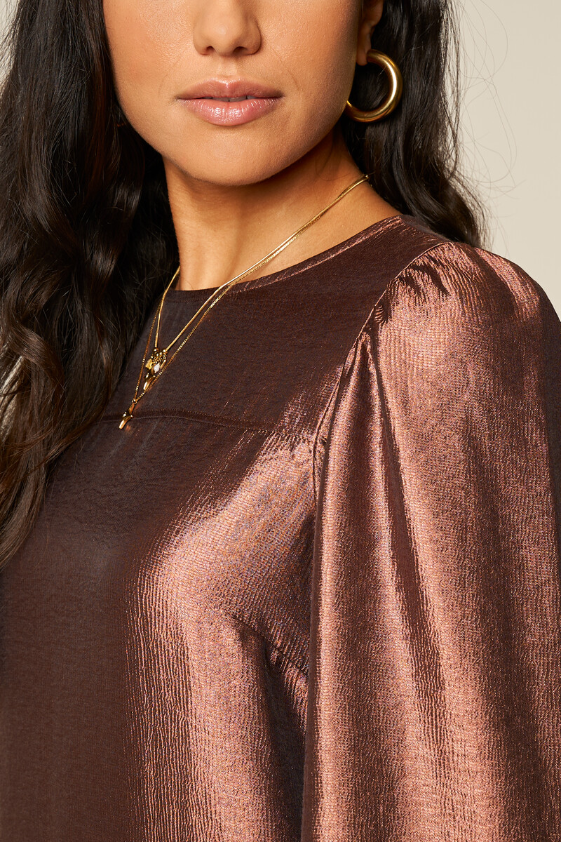 Bronze dress with long puff sleeves | My Jewellery