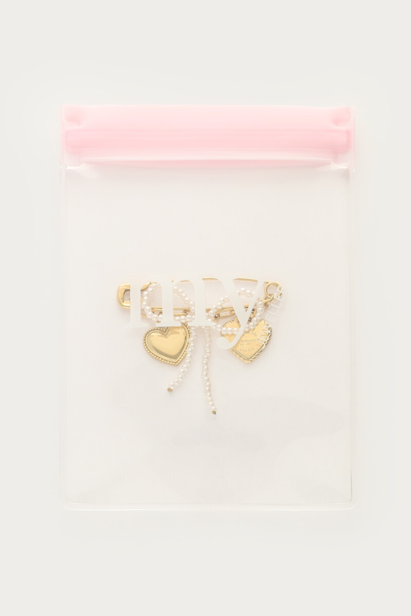 Brooch pin with charms & imitation pearls | My Jewellery