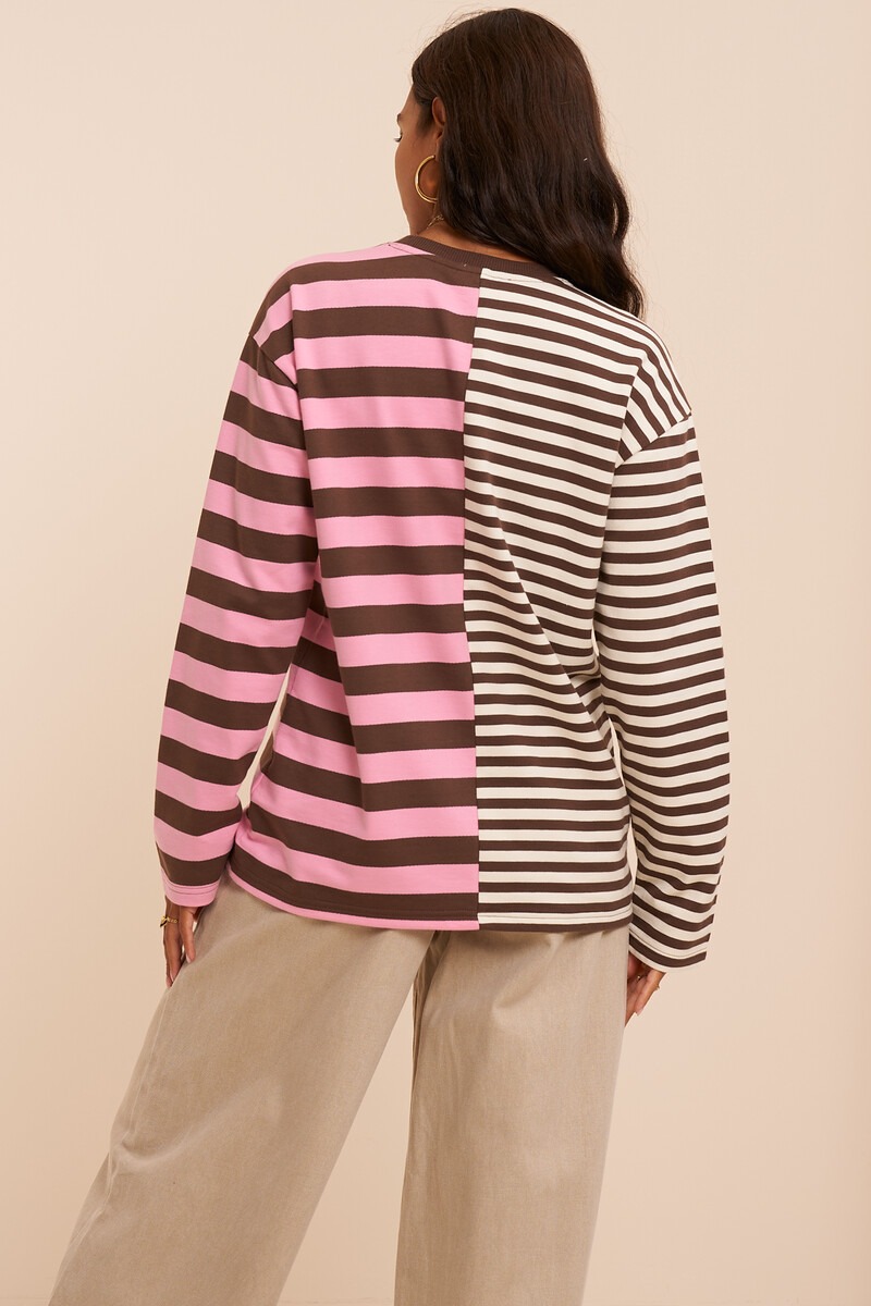Brown-pink long sleeve with various stripes | My Jewellery