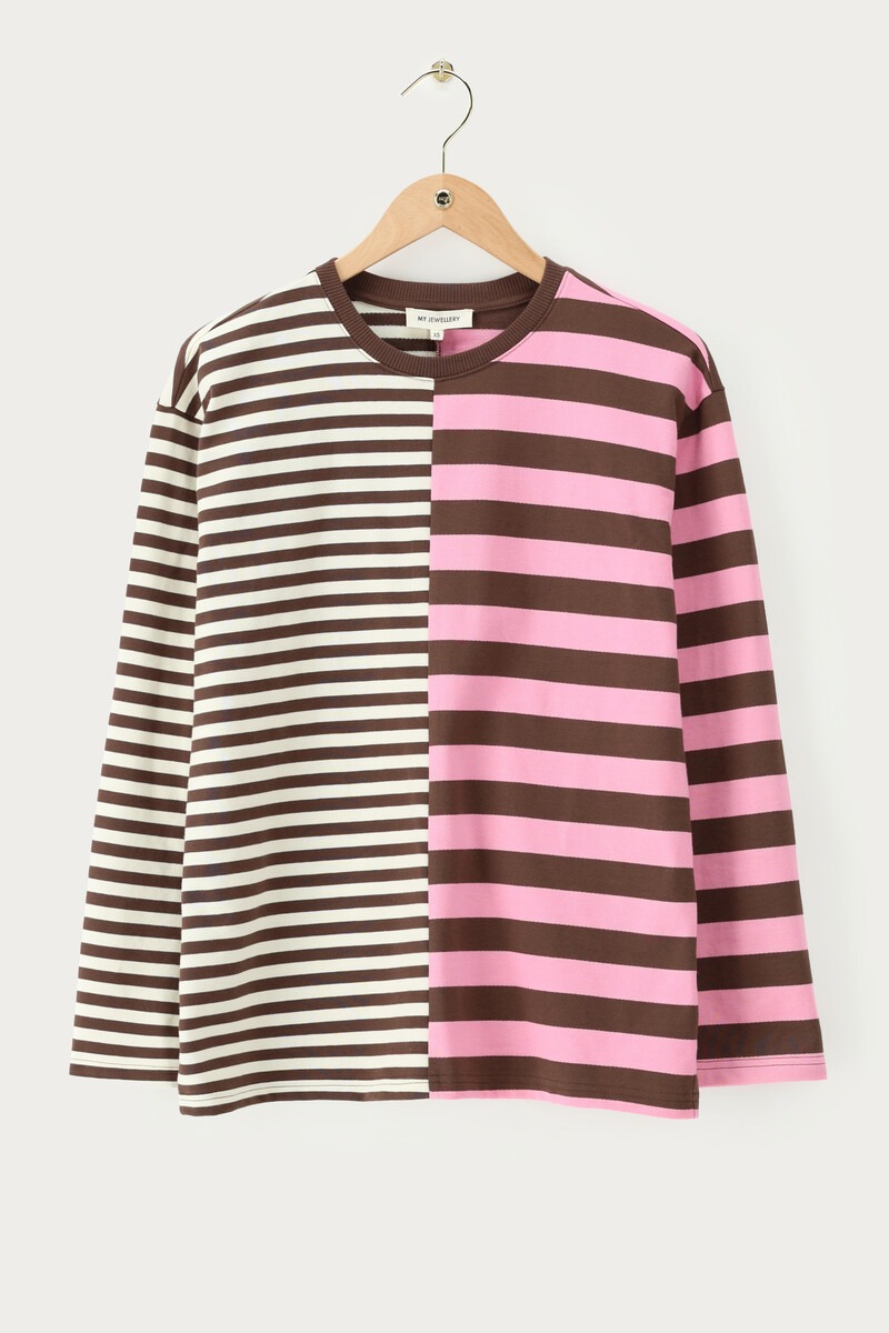 Brown-pink long sleeve with various stripes | My Jewellery