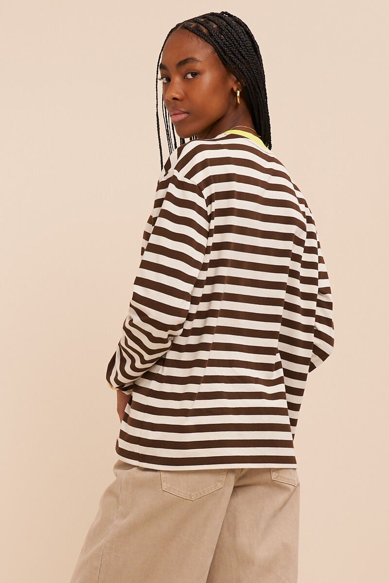 Brown-white striped longsleeve T-shirt 'CouCou' | My Jewellery