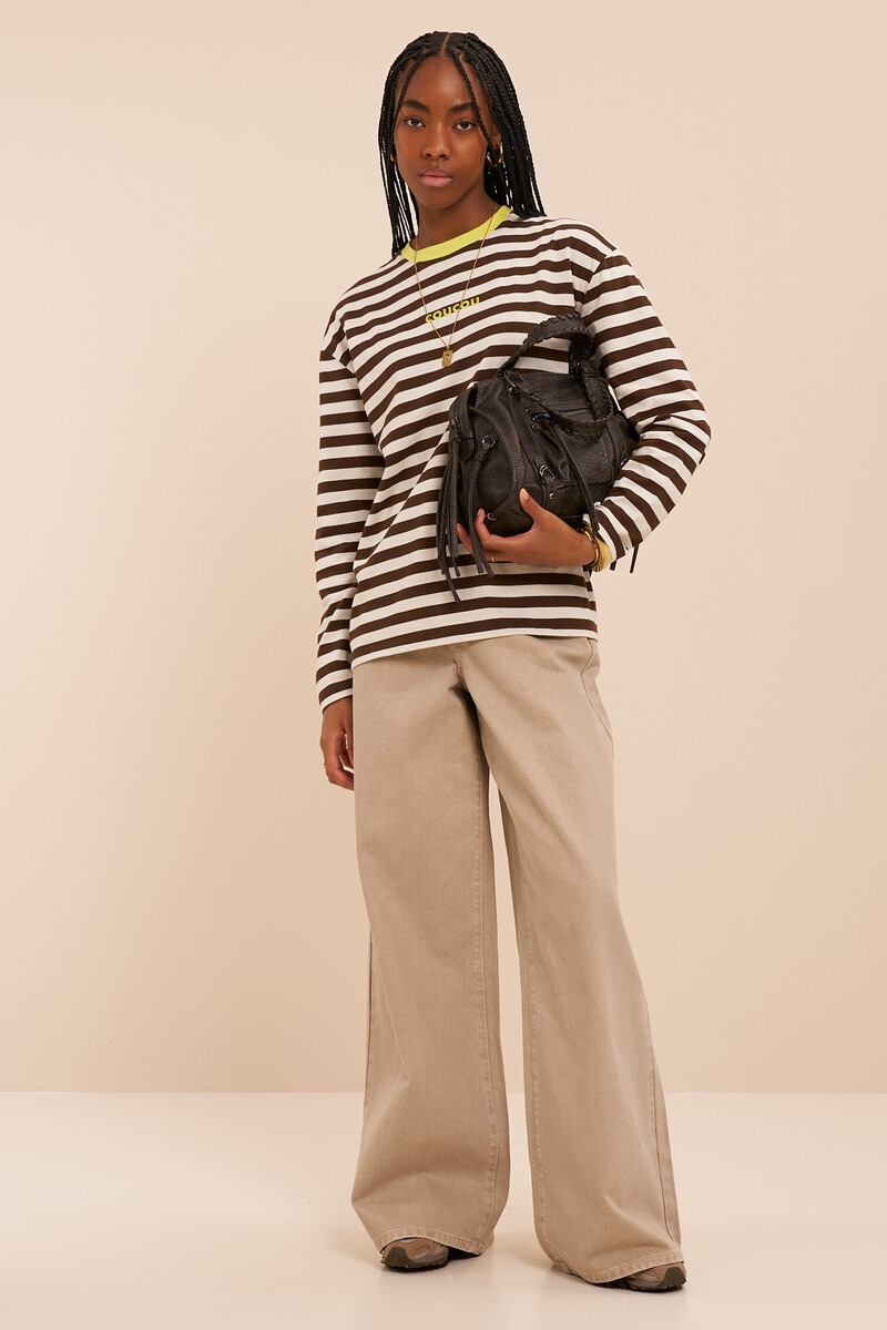 Brown-white striped longsleeve T-shirt 'CouCou' | My Jewellery