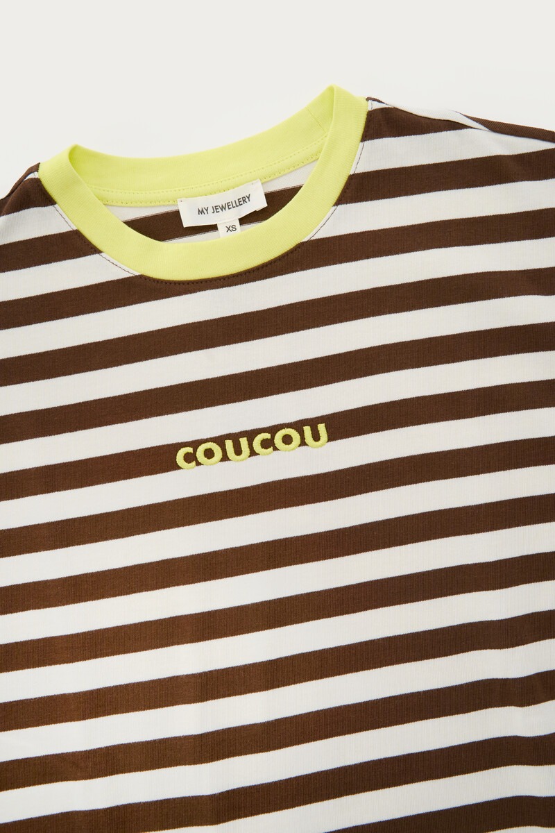 Brown-white striped longsleeve T-shirt 'CouCou' | My Jewellery